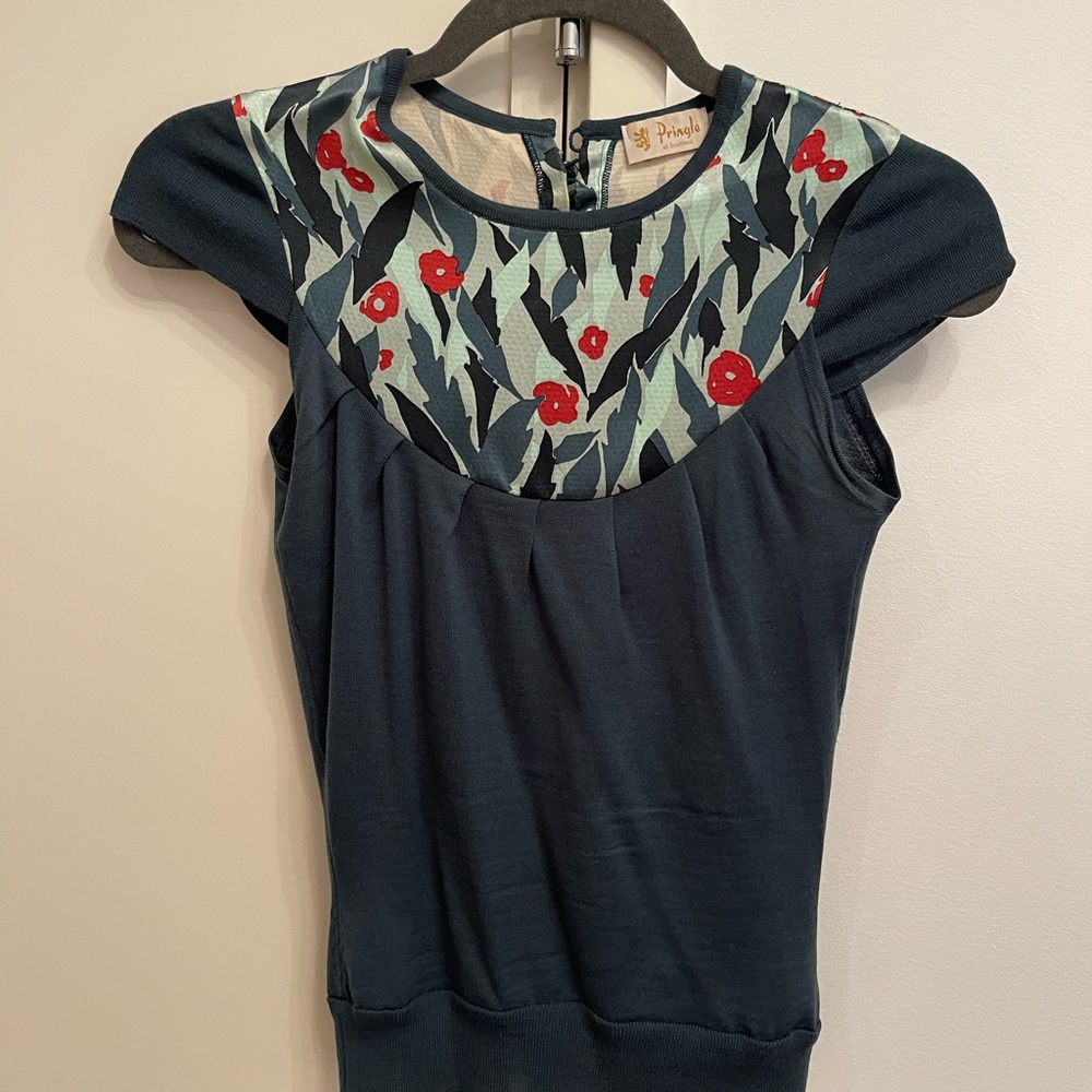 Pringle of Scotland silk/merino sweater top, PXS